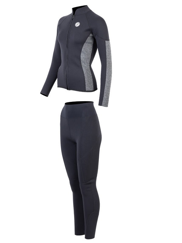 Two Bare Feet Unisex Perspective Full Zip 2.5mm Wetsuit Jacket & Pants Set (Black/Grey)