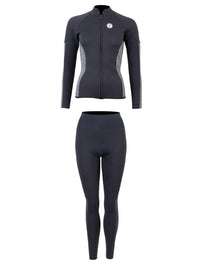 Two Bare Feet Unisex Perspective Full Zip 2.5mm Wetsuit Jacket & Pants Set (Black/Grey)