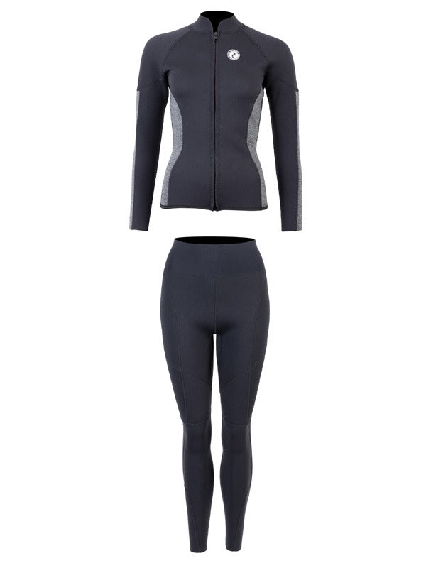 Two Bare Feet Unisex Perspective Full Zip 2.5mm Wetsuit Jacket & Pants Set (Black/Grey)