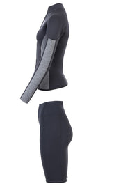 Two Bare Feet Unisex Perspective Full Zip 2.5mm Wetsuit Jacket & Shorts Set (Black/Grey)