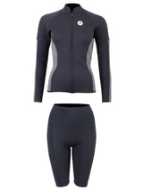 Two Bare Feet Unisex Perspective Full Zip 2.5mm Wetsuit Jacket & Shorts Set (Black/Grey)