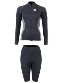 Two Bare Feet Unisex Perspective Full Zip 2.5mm Wetsuit Jacket & Shorts Set (Black/Grey)