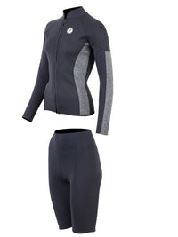 Two Bare Feet Unisex Perspective Full Zip 2.5mm Wetsuit Jacket & Shorts Set (Black/Grey)