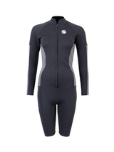 Two Bare Feet Unisex Perspective Full Zip 2.5mm Wetsuit Jacket & Shorts Set (Black/Grey)