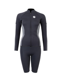 Two Bare Feet Unisex Perspective Full Zip 2.5mm Wetsuit Jacket & Shorts Set (Black/Grey)