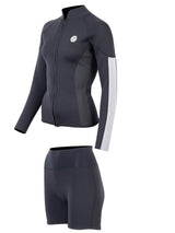 Two Bare Feet Unisex Perspective Full Zip 2.5mm Wetsuit Jacket & Hotpants Set (Black/Grey/Grey)
