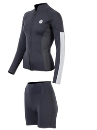 Two Bare Feet Unisex Perspective Full Zip 2.5mm Wetsuit Jacket & Hotpants Set (Black/Grey/Grey)