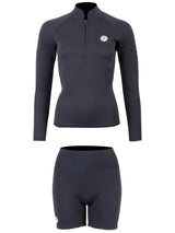 Two Bare Feet Unisex Perspective Half Zip 2.5mm Wetsuit Jacket & Hotpants Set (Black)