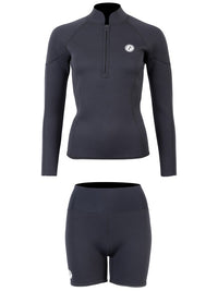 Two Bare Feet Unisex Perspective Half Zip 2.5mm Wetsuit Jacket & Hotpants Set (Black)