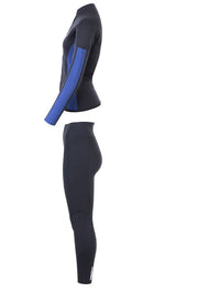 Two Bare Feet Unisex Perspective Full Zip 2.5mm Wetsuit Jacket & Pants Set (Black/Blue)