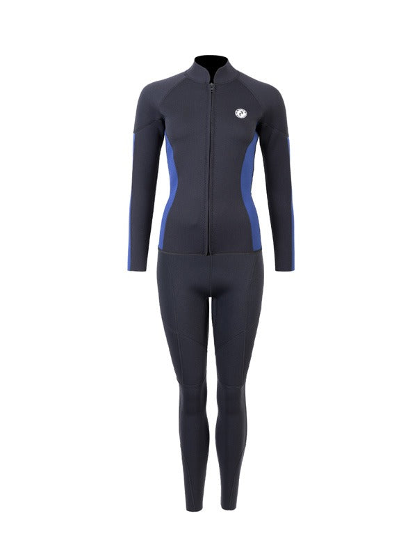 Two Bare Feet Unisex Perspective Full Zip 2.5mm Wetsuit Jacket & Pants Set (Black/Blue)