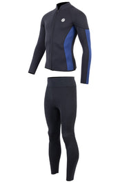 Two Bare Feet Perspective Full Zip 2.5mm Wetsuit Jacket & Pants Set (Black/Blue)