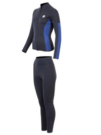 Two Bare Feet Unisex Perspective Full Zip 2.5mm Wetsuit Jacket & Pants Set (Black/Blue)