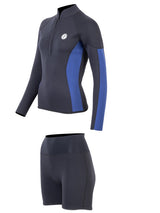 Two Bare Feet Unisex Perspective Half Zip 2.5mm Wetsuit Jacket & Hotpants Set (Black/Blue)