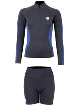 Two Bare Feet Unisex Perspective Half Zip 2.5mm Wetsuit Jacket & Hotpants Set (Black/Blue)