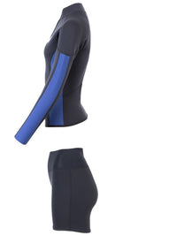 Two Bare Feet Unisex Perspective Half Zip 2.5mm Wetsuit Jacket & Hotpants Set (Black/Blue)