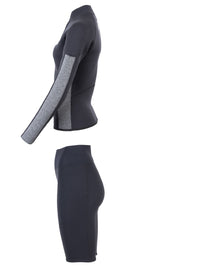 Two Bare Feet Unisex Perspective Half Zip 2.5mm Wetsuit Jacket & Shorts Set (Black/Grey)