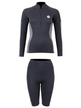 Two Bare Feet Unisex Perspective Half Zip 2.5mm Wetsuit Jacket & Shorts Set (Black/Grey)