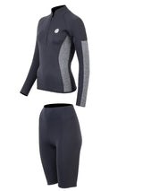 Two Bare Feet Unisex Perspective Half Zip 2.5mm Wetsuit Jacket & Shorts Set (Black/Grey)