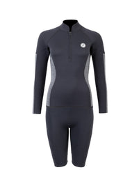 Two Bare Feet Unisex Perspective Half Zip 2.5mm Wetsuit Jacket & Shorts Set (Black/Grey)