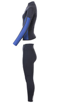 Two Bare Feet Unisex Perspective Half Zip 2.5mm Wetsuit Jacket & Pants Set (Black/Blue)
