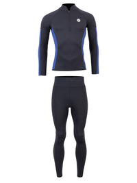 Two Bare Feet Perspective Half Zip 2.5mm Wetsuit Jacket & Pants Set (Black/Blue)