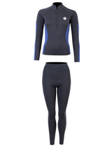 Two Bare Feet Unisex Perspective Half Zip 2.5mm Wetsuit Jacket & Pants Set (Black/Blue)