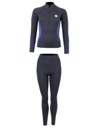 Two Bare Feet Unisex Perspective Half Zip 2.5mm Wetsuit Jacket & Pants Set (Black/Blue)