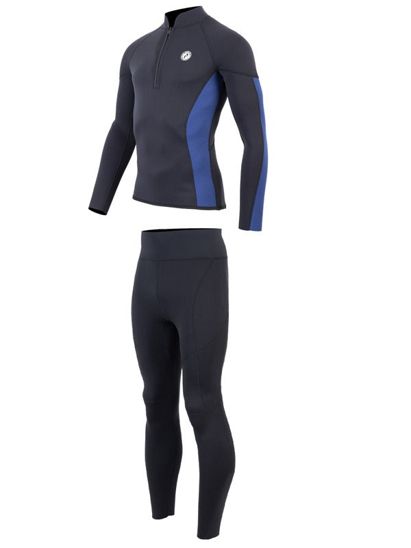 Two Bare Feet Perspective Half Zip 2.5mm Wetsuit Jacket & Pants Set (Black/Blue)