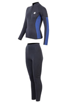 Two Bare Feet Unisex Perspective Half Zip 2.5mm Wetsuit Jacket & Pants Set (Black/Blue)
