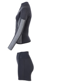 Two Bare Feet Unisex Perspective Full Zip 2.5mm Wetsuit Jacket & Hotpants Set (Black/Grey)