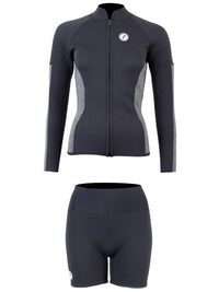 Two Bare Feet Unisex Perspective Full Zip 2.5mm Wetsuit Jacket & Hotpants Set (Black/Grey)