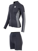 Two Bare Feet Unisex Perspective Full Zip 2.5mm Wetsuit Jacket & Hotpants Set (Black/Grey)