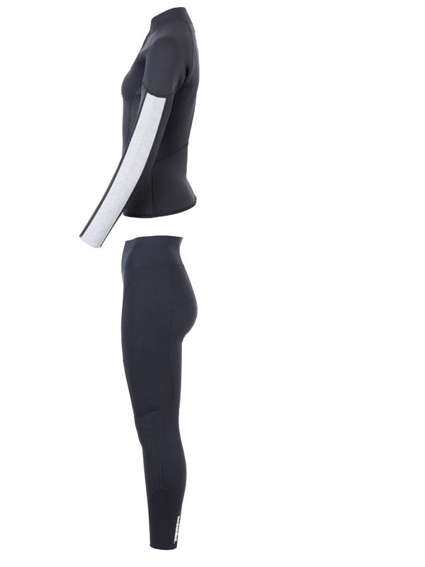 Two Bare Feet Unisex Perspective Half Zip 2.5mm Wetsuit Jacket & Pants Set (Black/Grey/Grey)