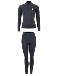 Two Bare Feet Unisex Perspective Half Zip 2.5mm Wetsuit Jacket & Pants Set (Black/Grey/Grey)
