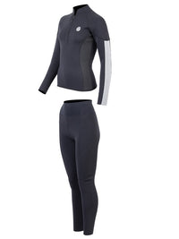 Two Bare Feet Unisex Perspective Half Zip 2.5mm Wetsuit Jacket & Pants Set (Black/Grey/Grey)