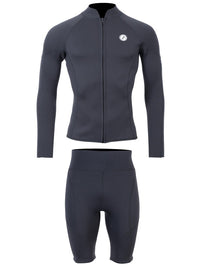 Two Bare Feet Perspective Full Zip 2.5mm Wetsuit Jacket & Shorts Set (Black)