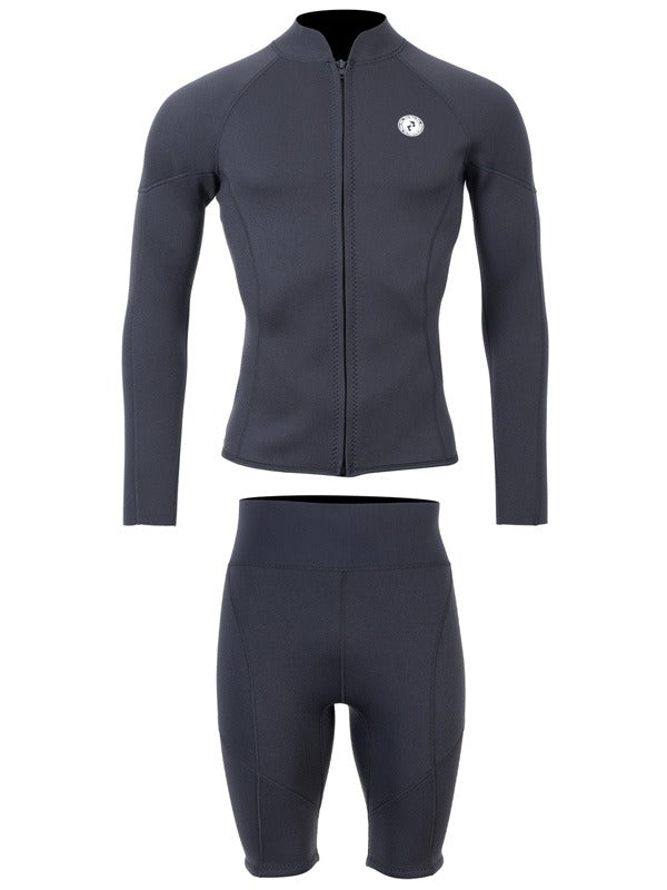 Two Bare Feet Perspective Full Zip 2.5mm Wetsuit Jacket & Shorts Set (Black)