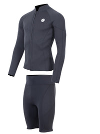 Two Bare Feet Perspective Full Zip 2.5mm Wetsuit Jacket & Shorts Set (Black)