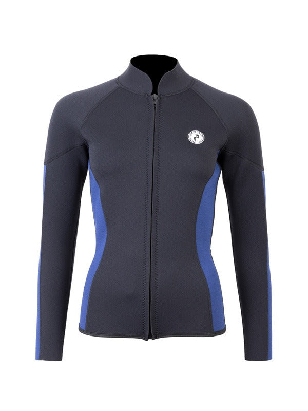 Two Bare Feet Unisex Perspective Full Zip 2.5mm Wetsuit Jacket (Black/Blue)