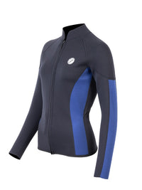 Two Bare Feet Unisex Perspective Full Zip 2.5mm Wetsuit Jacket (Black/Blue)