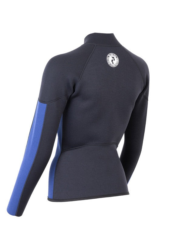 Two Bare Feet Unisex Perspective Full Zip 2.5mm Wetsuit Jacket (Black/Blue)