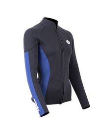 Two Bare Feet Unisex Perspective Full Zip 2.5mm Wetsuit Jacket (Black/Blue)