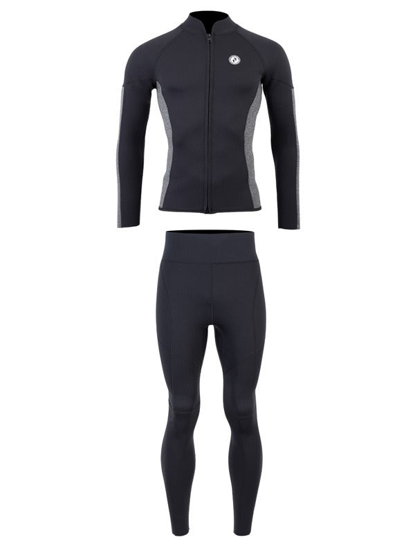 Two Bare Feet Perspective Full Zip 2.5mm Wetsuit Jacket & Pants Set (Black/Grey)