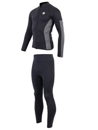 Two Bare Feet Perspective Full Zip 2.5mm Wetsuit Jacket & Pants Set (Black/Grey)