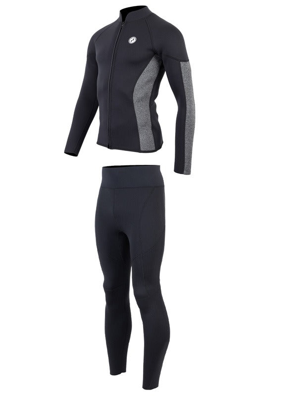 Two Bare Feet Perspective Full Zip 2.5mm Wetsuit Jacket & Pants Set (Black/Grey)