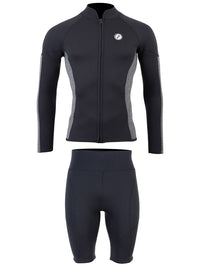 Two Bare Feet Perspective Full Zip 2.5mm Wetsuit Jacket & Shorts Set (Black/Grey)