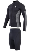 Two Bare Feet Perspective Full Zip 2.5mm Wetsuit Jacket & Shorts Set (Black/Grey)