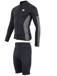 Two Bare Feet Perspective Full Zip 2.5mm Wetsuit Jacket & Shorts Set (Black/Grey)