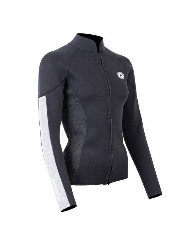 Two Bare Feet Unisex Perspective Full Zip 2.5mm Wetsuit Jacket (Black/Grey/Grey)